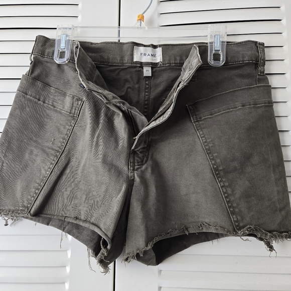FRAME WASHED FATIGUE HIGH WAIST PATH POCKETS UTILITY SHORTS SIZE 30  #083 - Picture 9 of 11